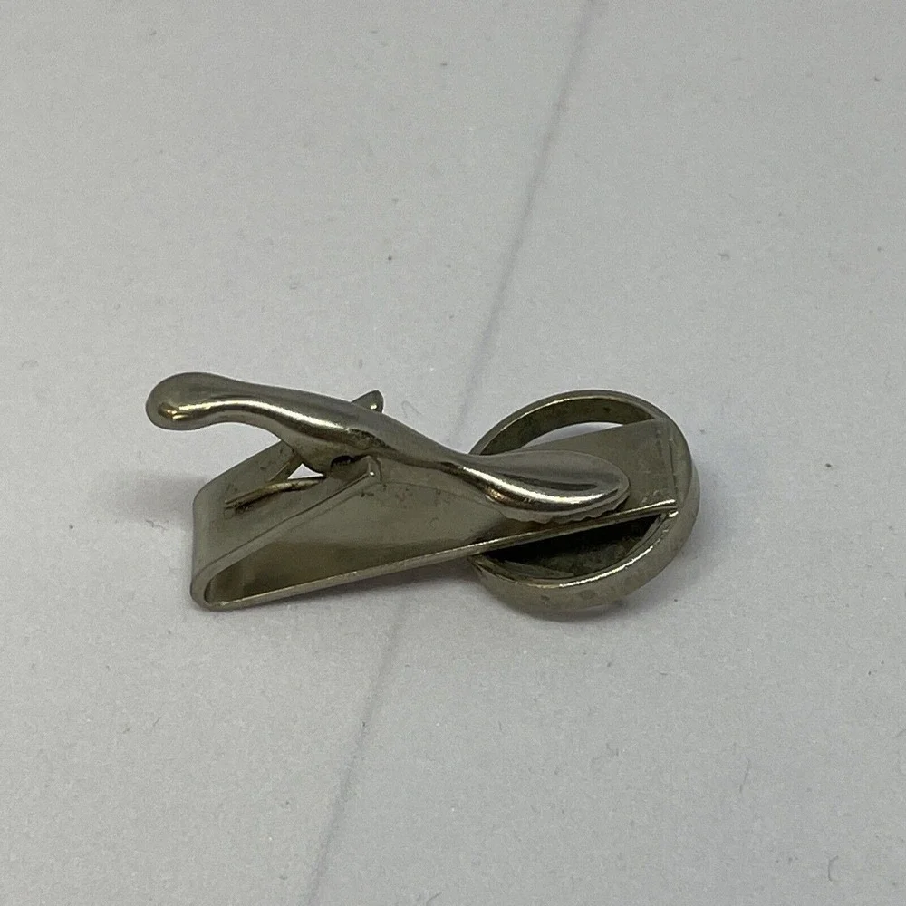 Vintage Silver Tone Horse Head Equestrian Tie Clip Western Mens Jewelry